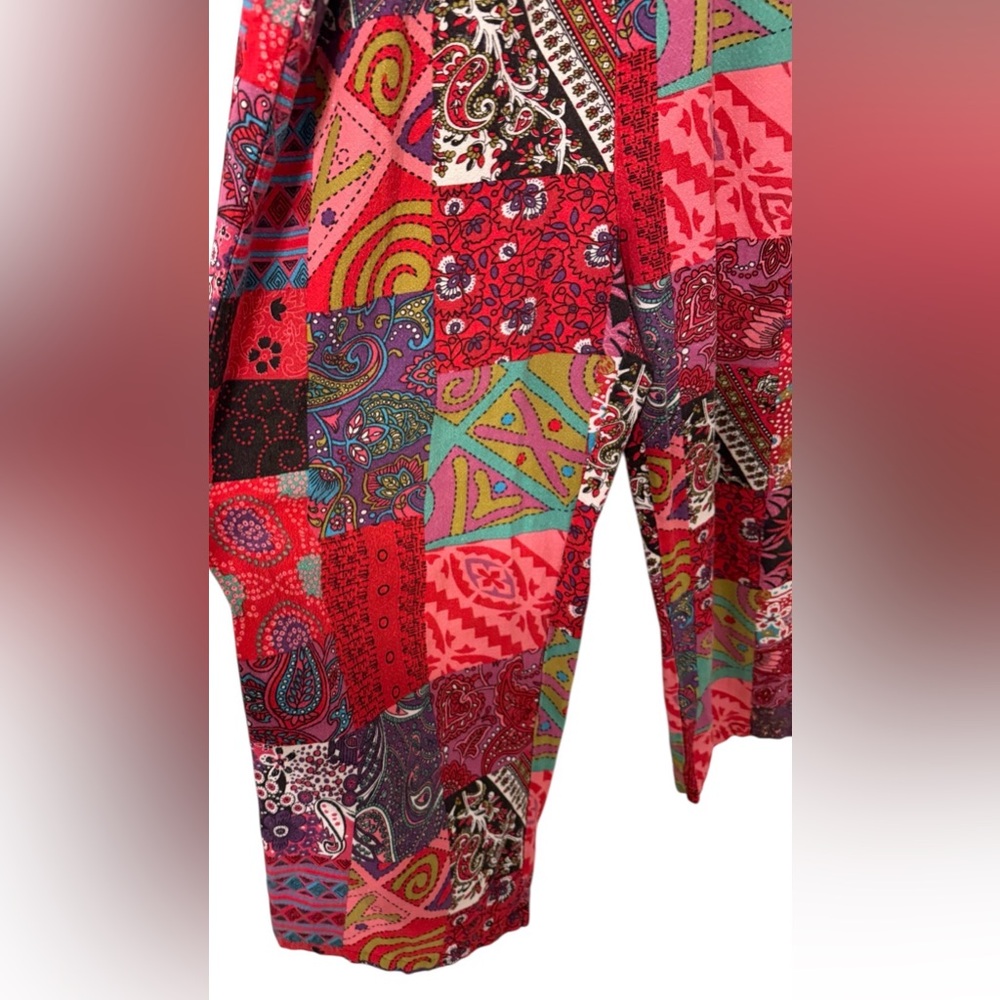 Boho Print Patchwork Overalls Small - image 4